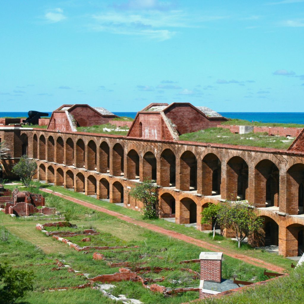 Historic Fort Jefferson at Dry Tortugas National Park, emphasizing the need for a well-thought-out National Park packing list when flying to explore unique landmarks and remote destinations.