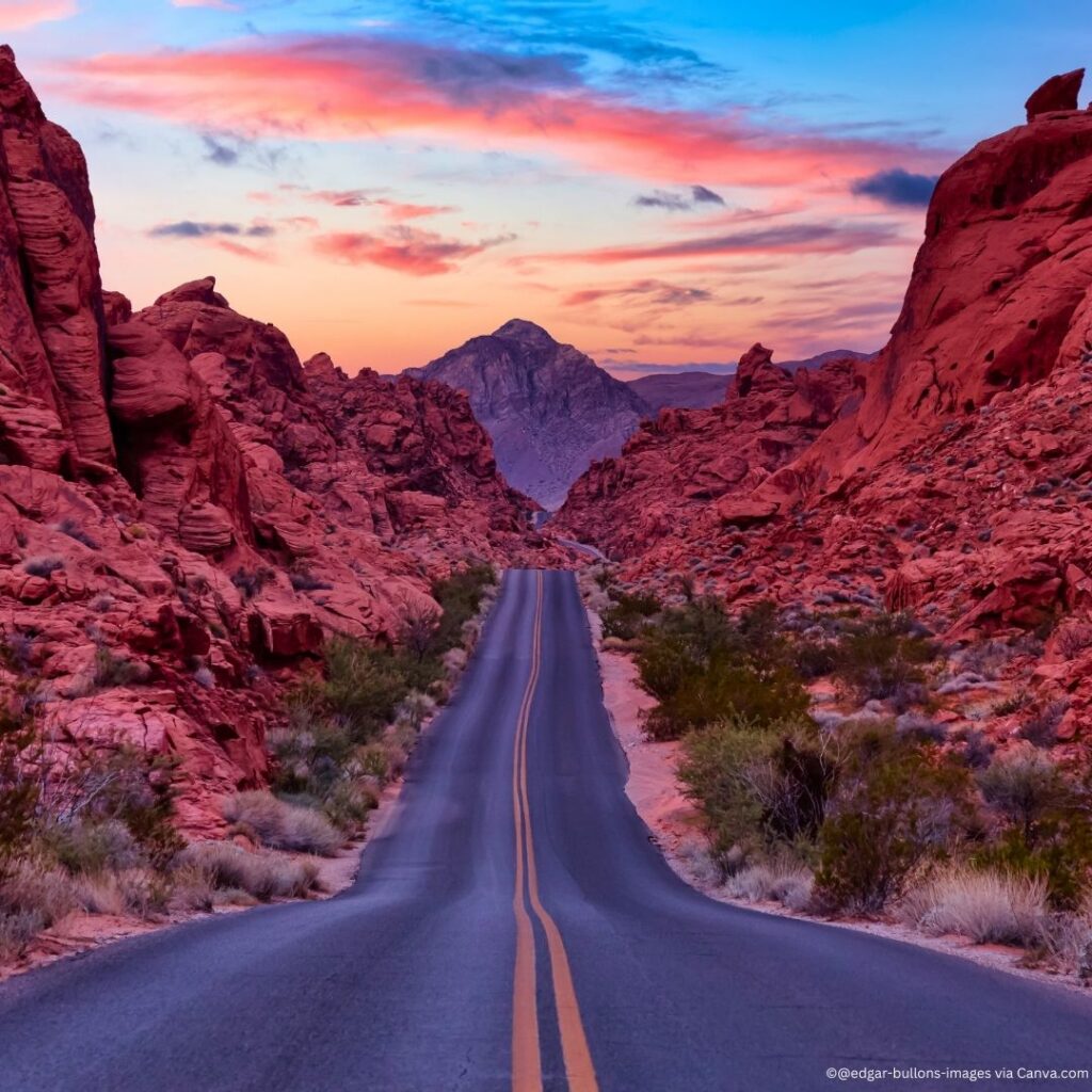 A stunning landscape showcasing the vibrant red sandstone formations in Valley of Fire State Park, one of the top outdoor escapes in Las Vegas.