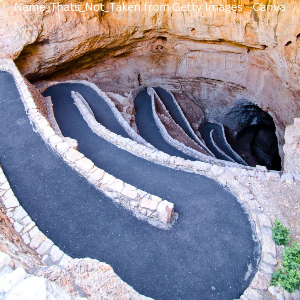 Cave entrance to Carlsbad Cavern, a top Cave National Park, with dramatic rock formations.