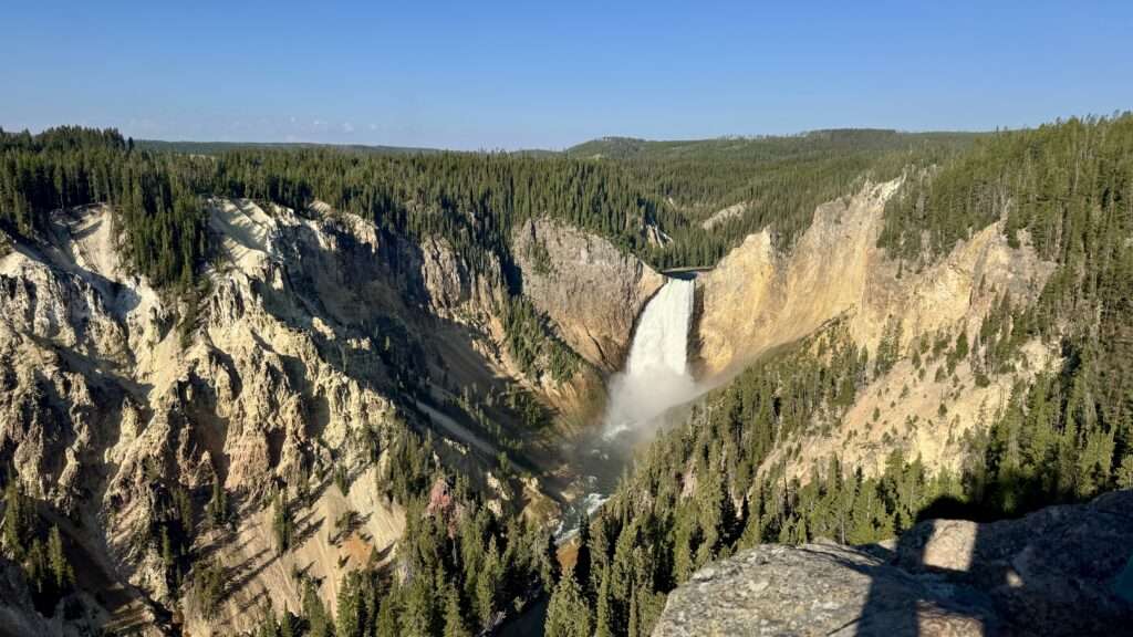 Scenic view of lower falls within Grand Canyon of the Yellowstone.