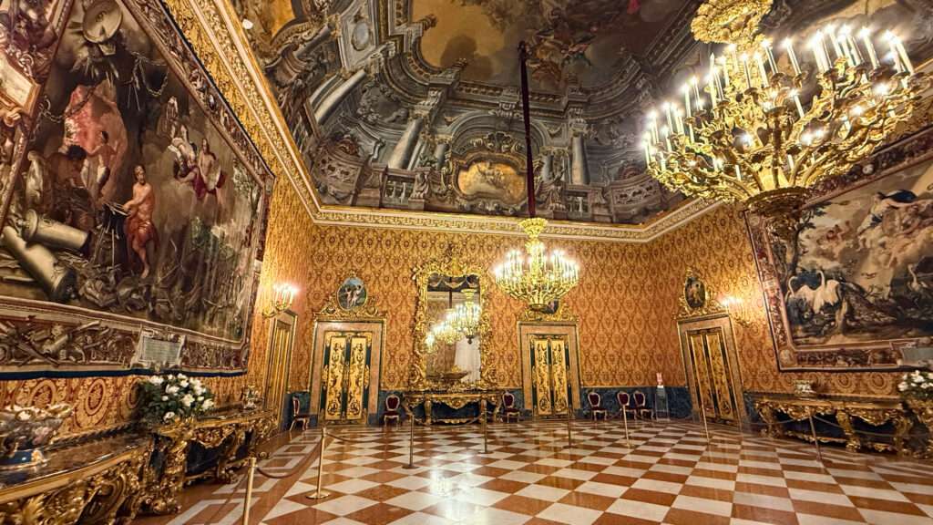 One of the opulent rooms within the Royal Palace of Naples