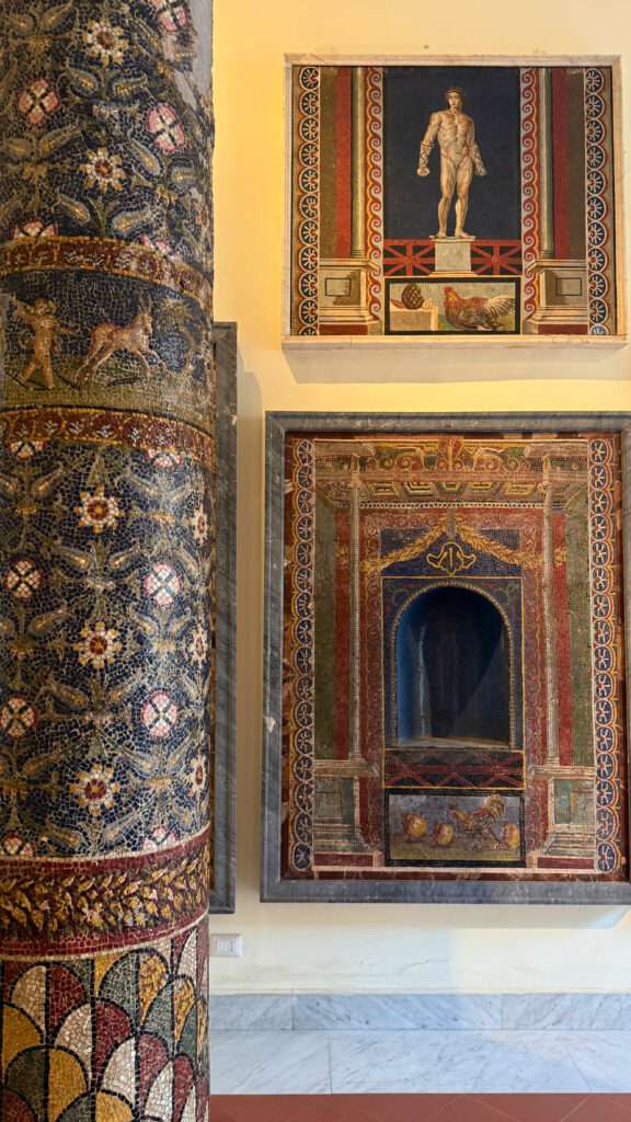 Frescas located within the Naples National Archaeological Museum that holds art from Pompeii and Herculaneum.